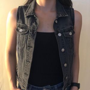 Charcoal black Denim Vest